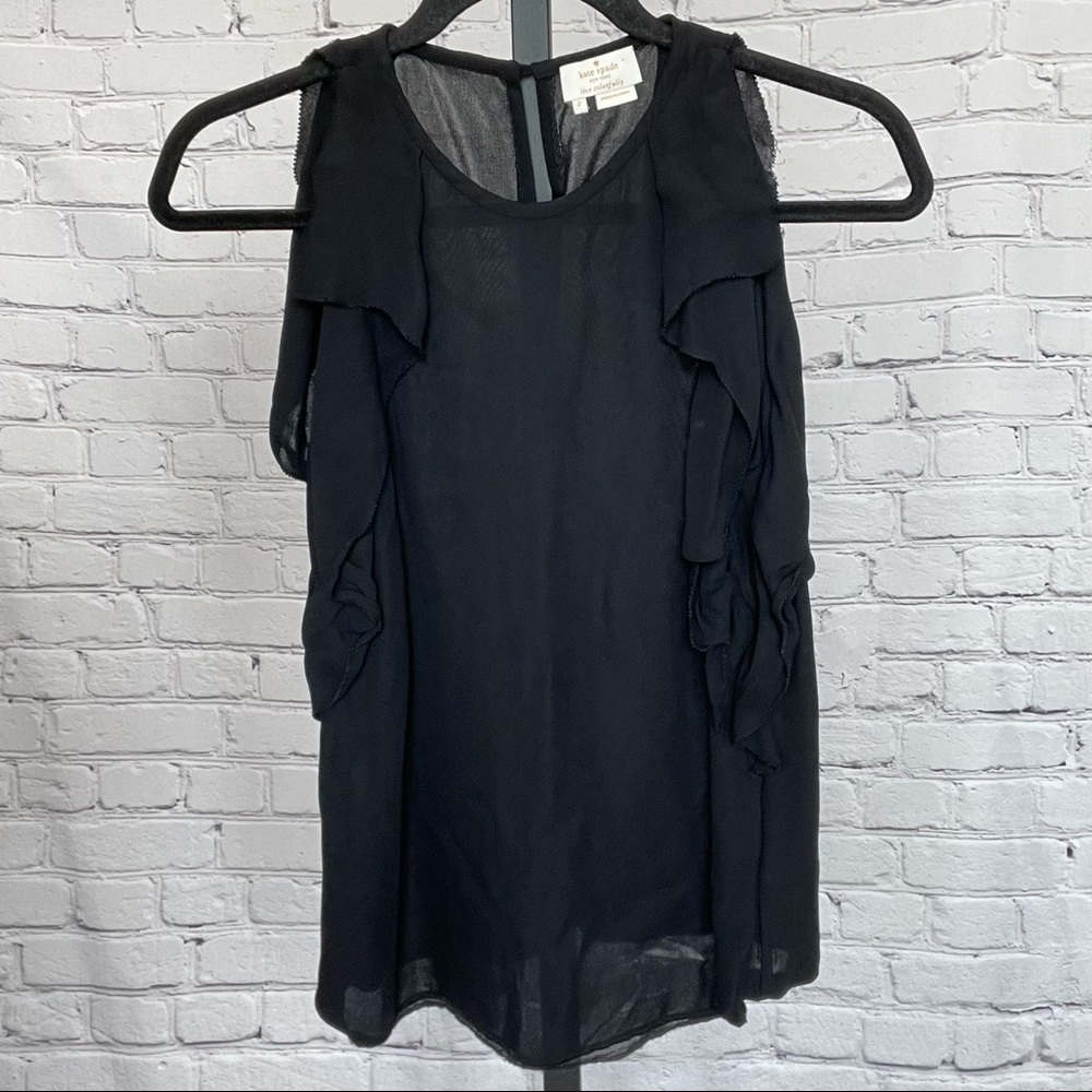 Kate Spade Ruffle Black Sleeveless Blouse Size 2